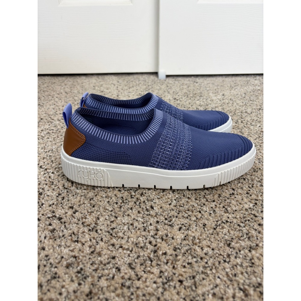 Ryka Sneaker Womens 8.5 Vista Slip On Knit Comfort Walking Shoe Blue